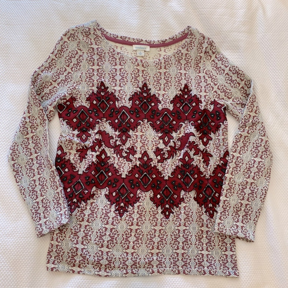 Sundance long sleeve embellished jersey top